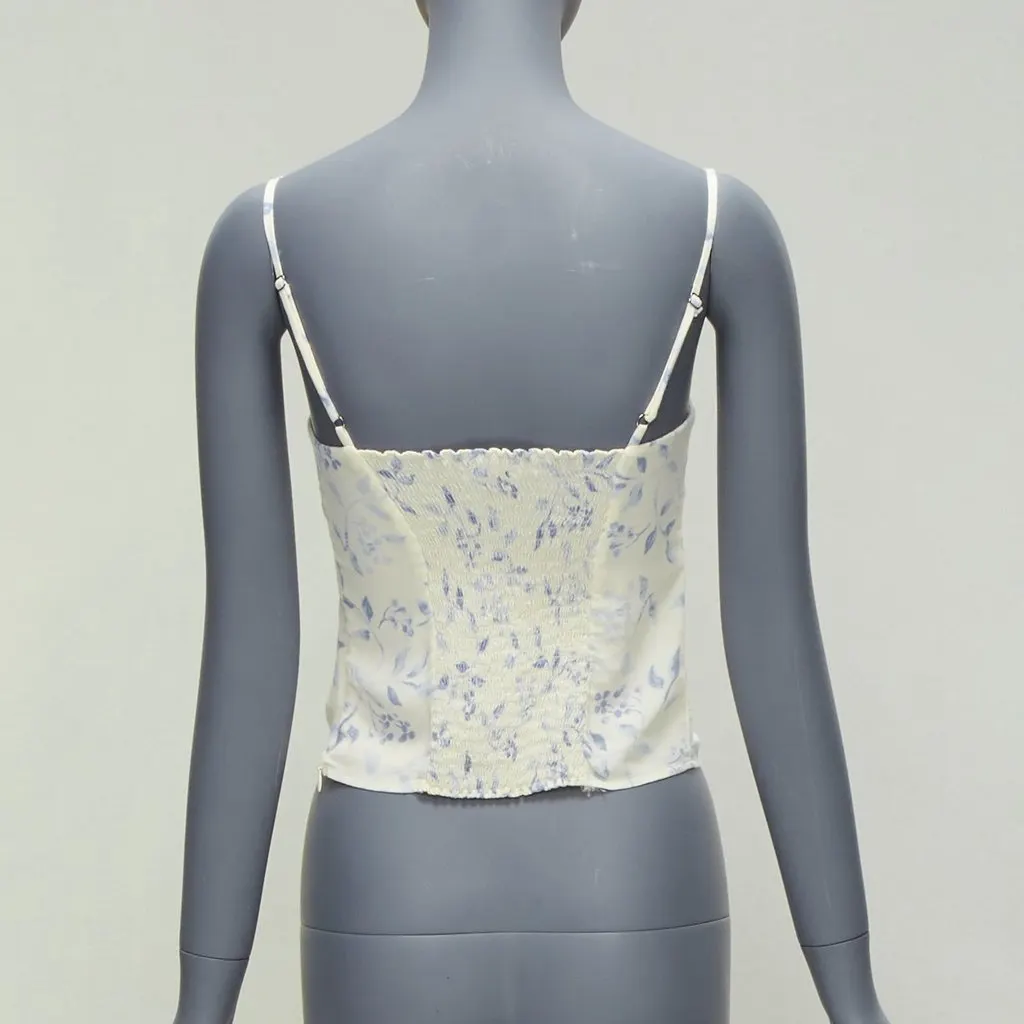 Reformation Ruched Floral Tank Ecru Viscose Never worn - Box View