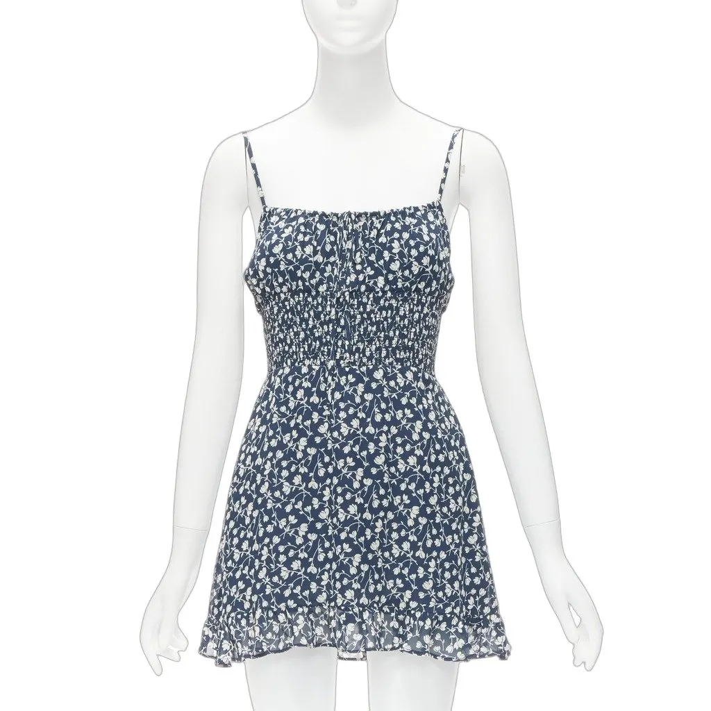 Reformation Elyse Navy Viscose Never worn - Front View