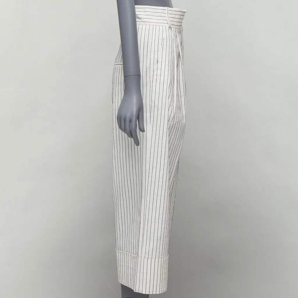 Tibi Pinstriped Pants White Linen Never worn - Model View