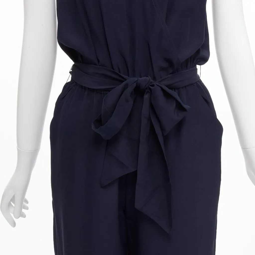 Tory Burch Navy Wrap Jumpsuit Navy Silk Never worn - Back View