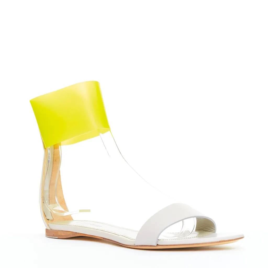 Jil Sander Yellow Rubber Sandals Grey Rubber Good - Back View