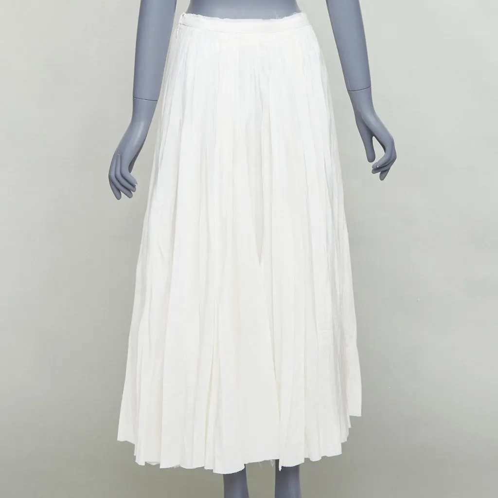 BAND OF OUTSIDERS Pleated Midi Skirt Ecru Silk Very good - Box View