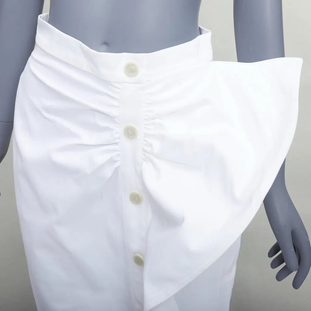 Max Mara Ruffle Button Skirt White Cotton Good - Back View