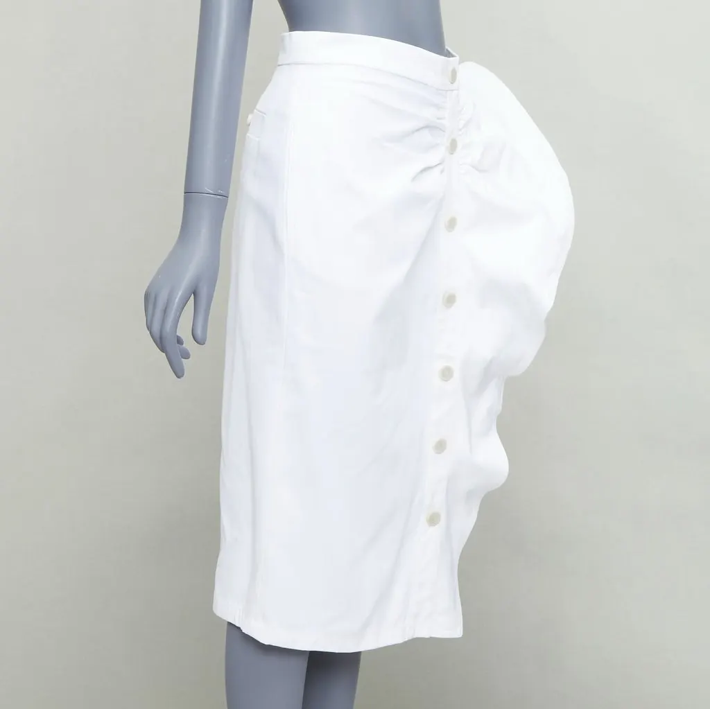 Max Mara Ruffle Button Skirt White Cotton Good - Inside View
