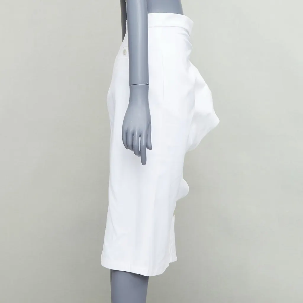 Max Mara Ruffle Button Skirt White Cotton Good - Model View