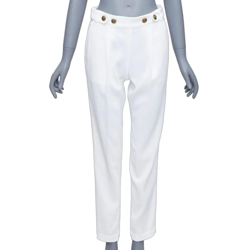 PHILOSOPHY DI ALBERTA FERRETTI Crest Button Pants Ecru Viscose Never worn - Front View