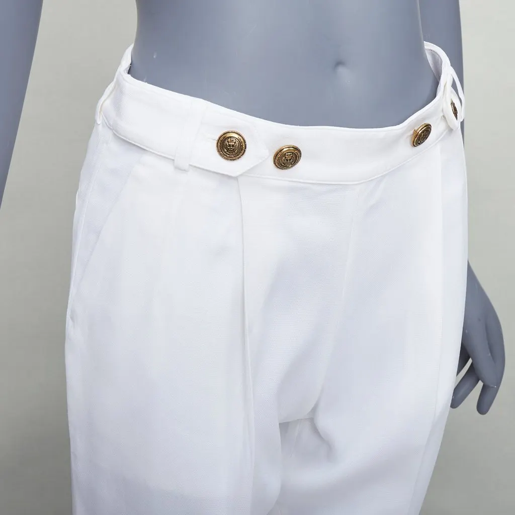 PHILOSOPHY DI ALBERTA FERRETTI Crest Button Pants Ecru Viscose Never worn - Back View