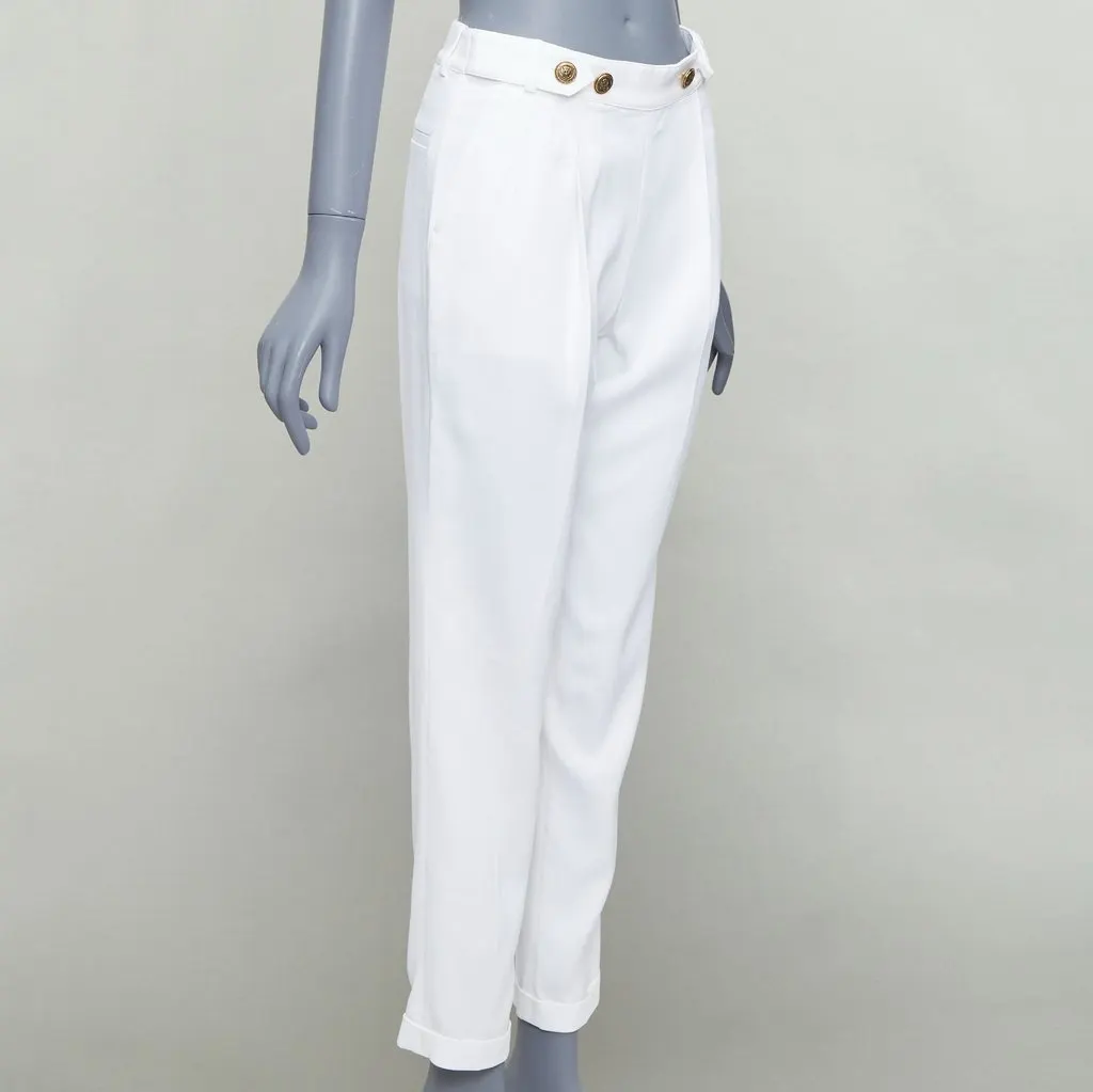 PHILOSOPHY DI ALBERTA FERRETTI Crest Button Pants Ecru Viscose Never worn - Inside View