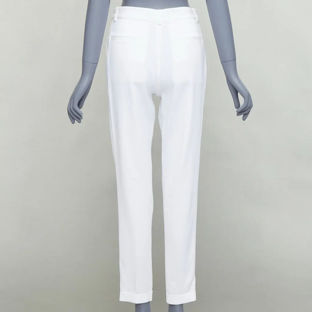 PHILOSOPHY DI ALBERTA FERRETTI Crest Button Pants Ecru Viscose Never worn - Box View