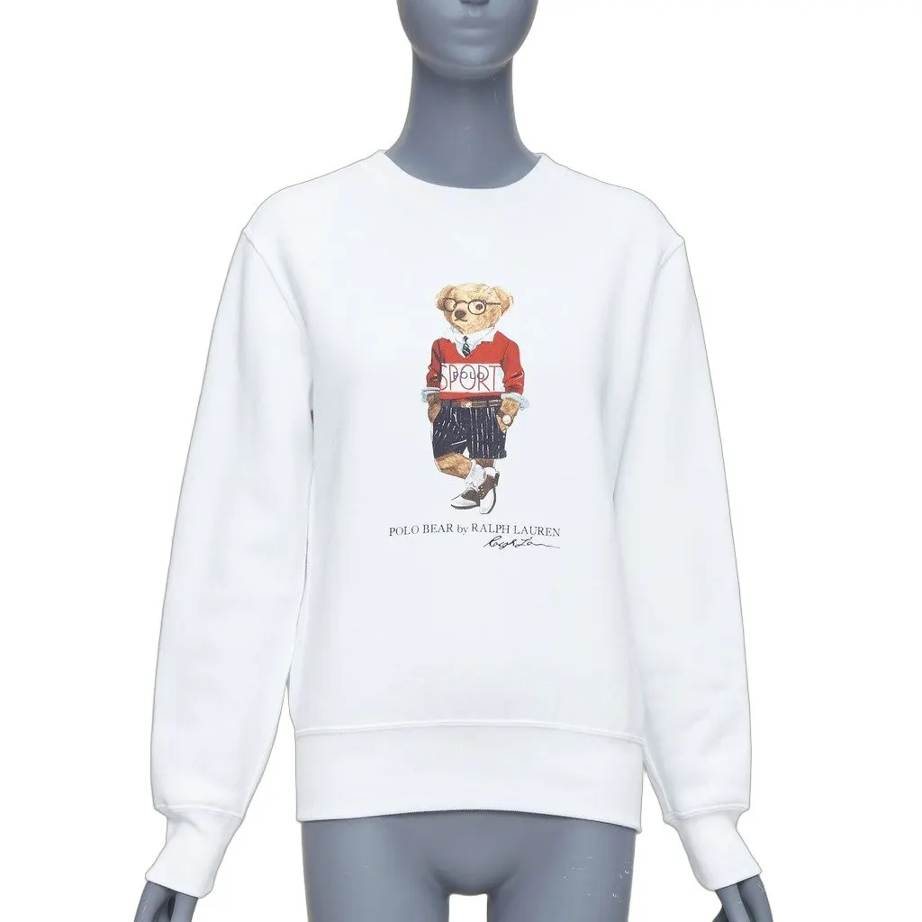 Polo Ralph Lauren Bear Print Pullover White Cotton Never worn - Front View