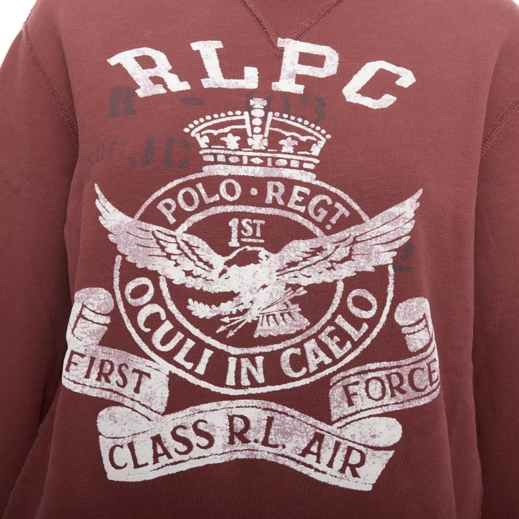 Polo Ralph Lauren Varsity Fleece Sweatshirt Burgundy Cotton Very good - Back View