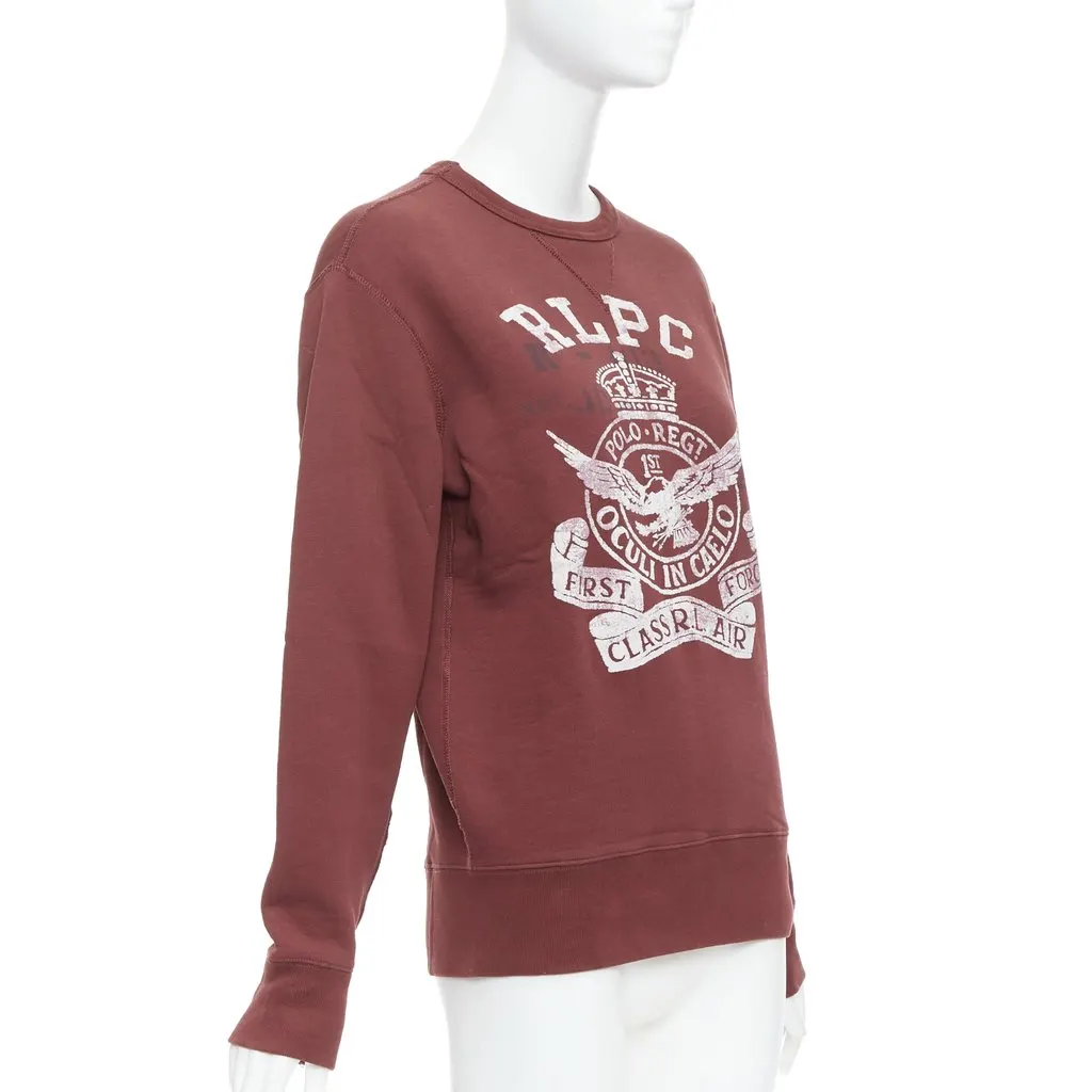 Polo Ralph Lauren Varsity Fleece Sweatshirt Burgundy Cotton Very good - Inside View