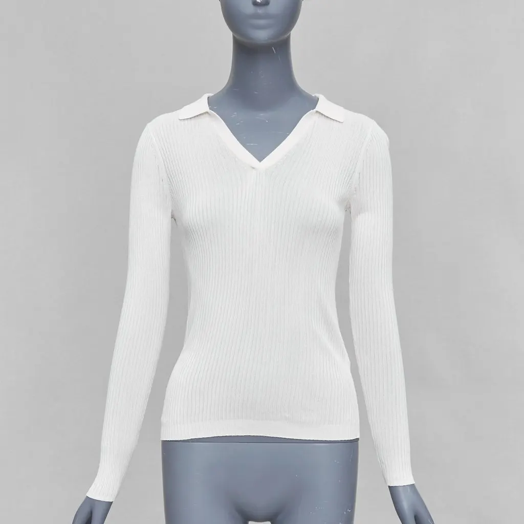 Club Monaco Ribbed Polo Set Ecru Viscose Never worn - Back View