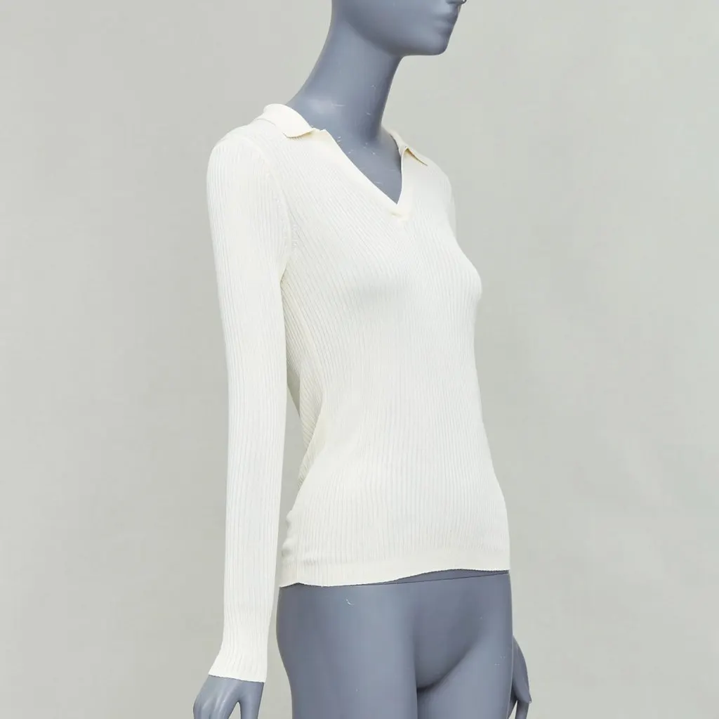 Club Monaco Ribbed Polo Set Ecru Viscose Never worn - Inside View