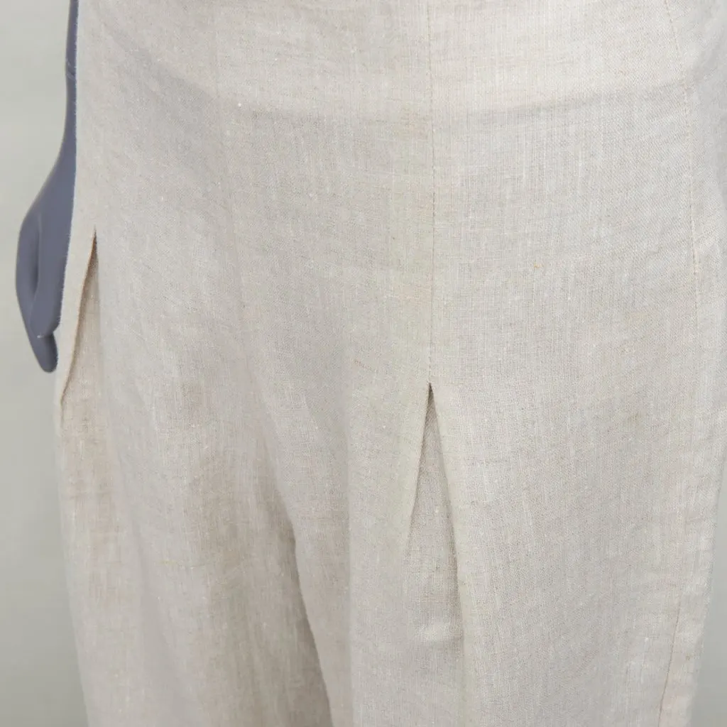 Reformation Linen Crop Set Beige Linen Good - Back View