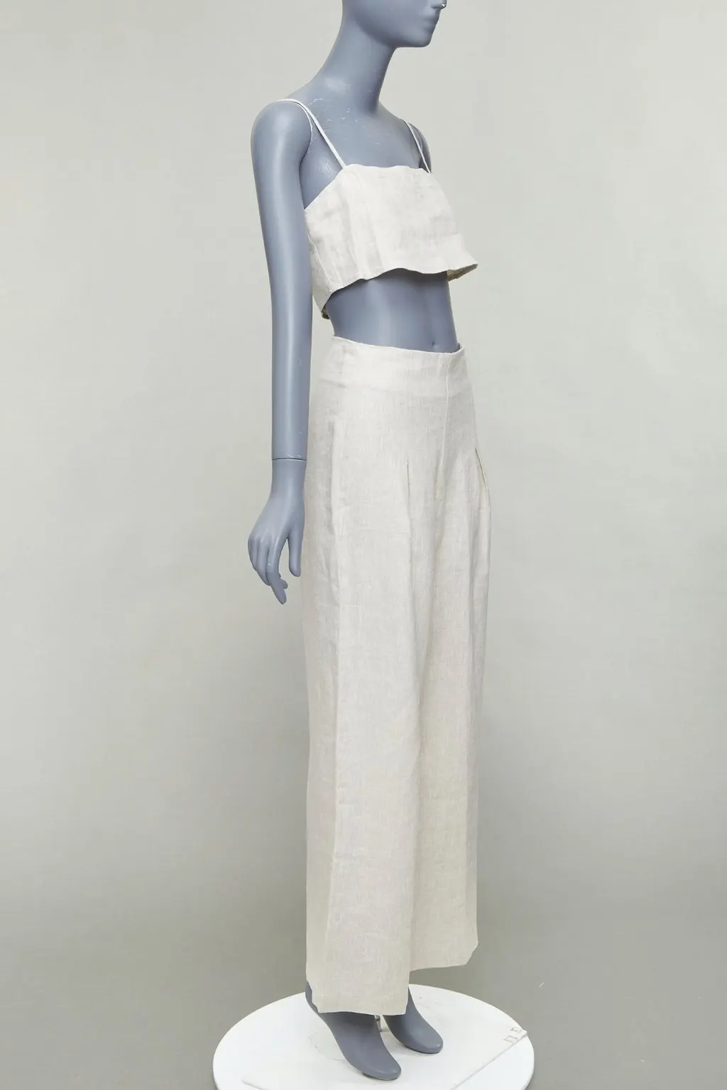 Reformation Linen Crop Set Beige Linen Good - Inside View