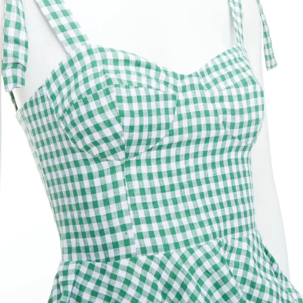 Reformation Set of Check Tops Green Linen Never worn - Box View