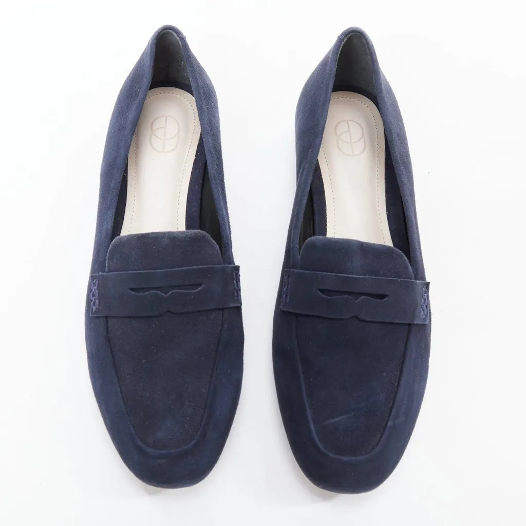 Unsigned Minimal Loafer Flats Navy Suede Good - Inside View