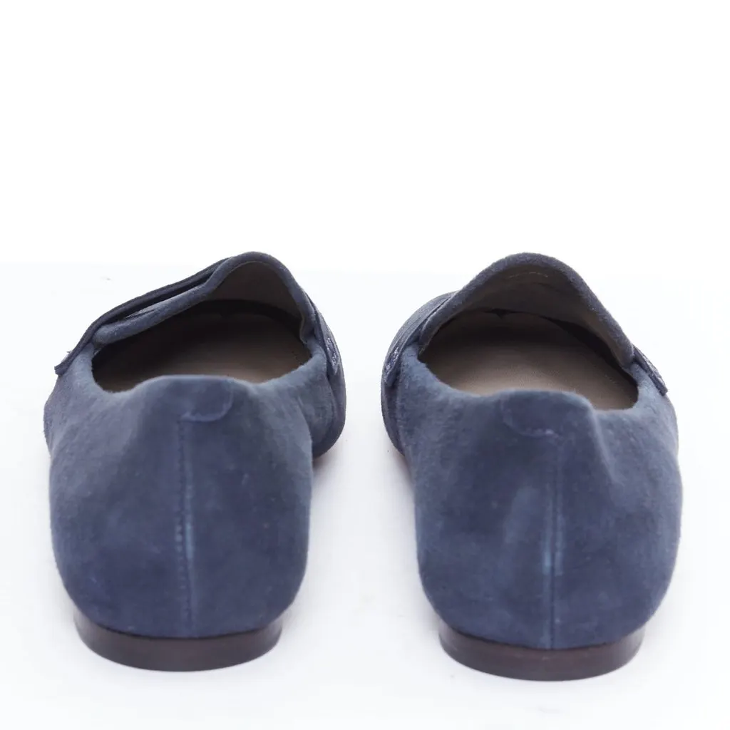 Unsigned Minimal Loafer Flats Navy Suede Good - Box View