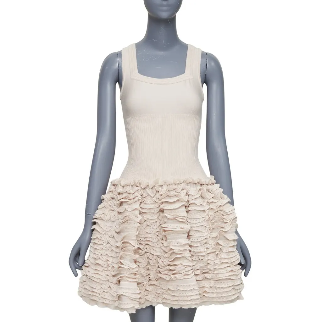 Alaïa Beige Wool Dress Beige Wool Very good - Front View