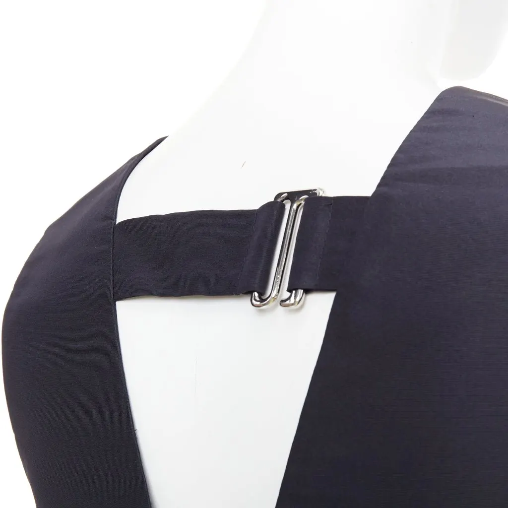 Tibi Tibi Silk Faille Back Tab Top Navy Silk Very good - Back View