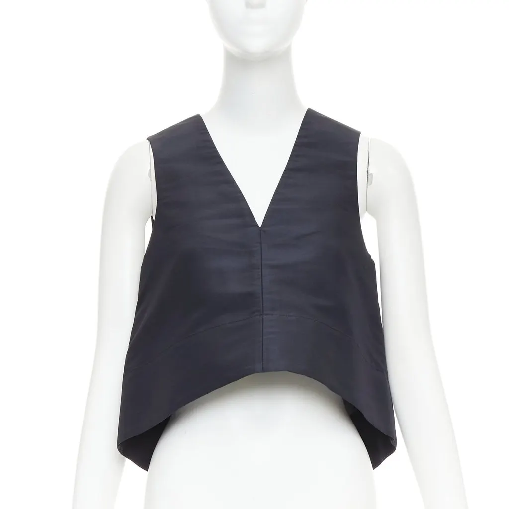 Tibi Tibi Silk Faille Back Tab Top Navy Silk Very good - Inside View