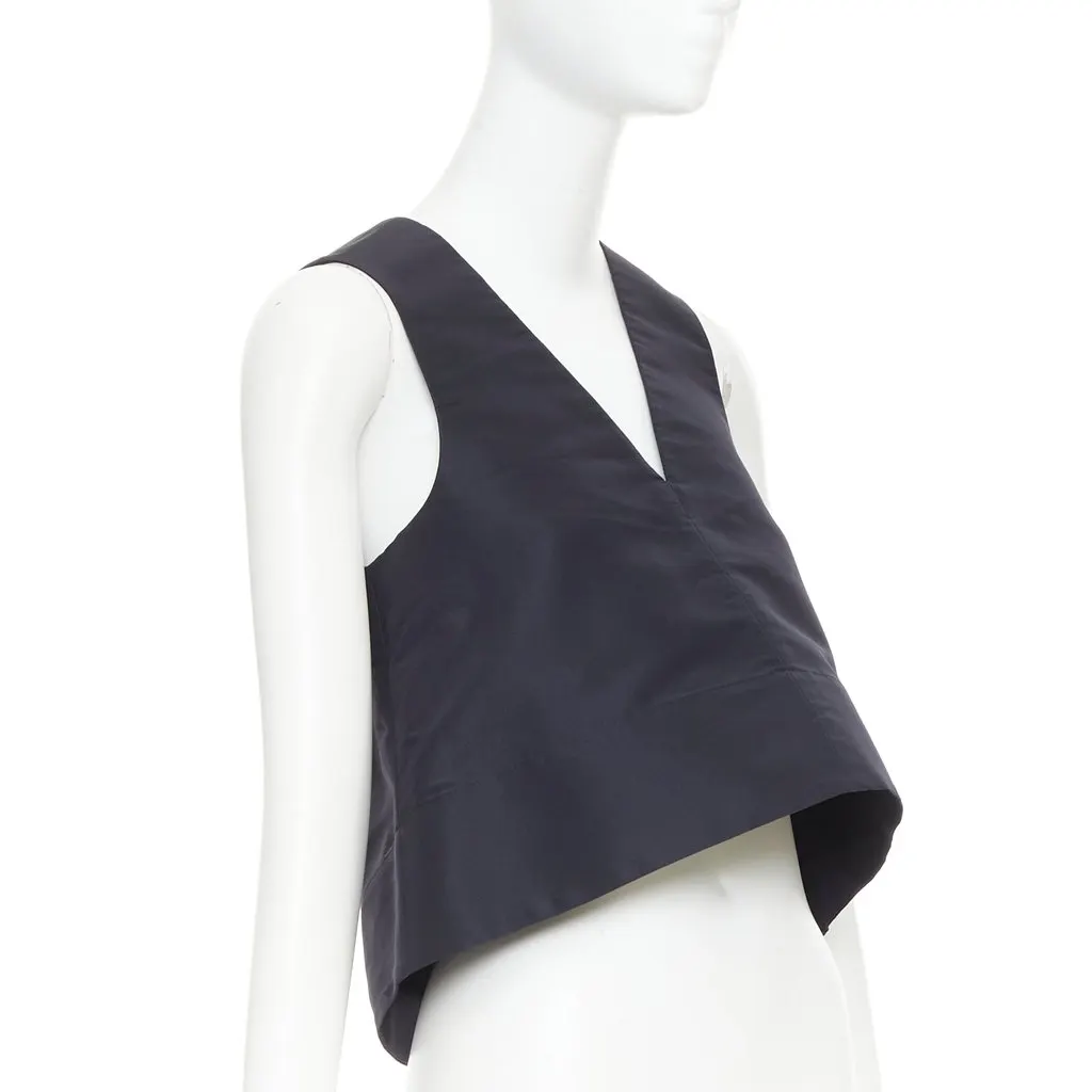 Tibi Tibi Silk Faille Back Tab Top Navy Silk Very good - Model View