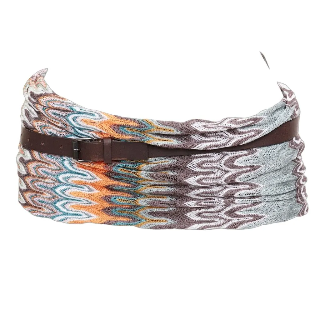 Missoni Brown Leather Belt Brown Leather Good - Front View