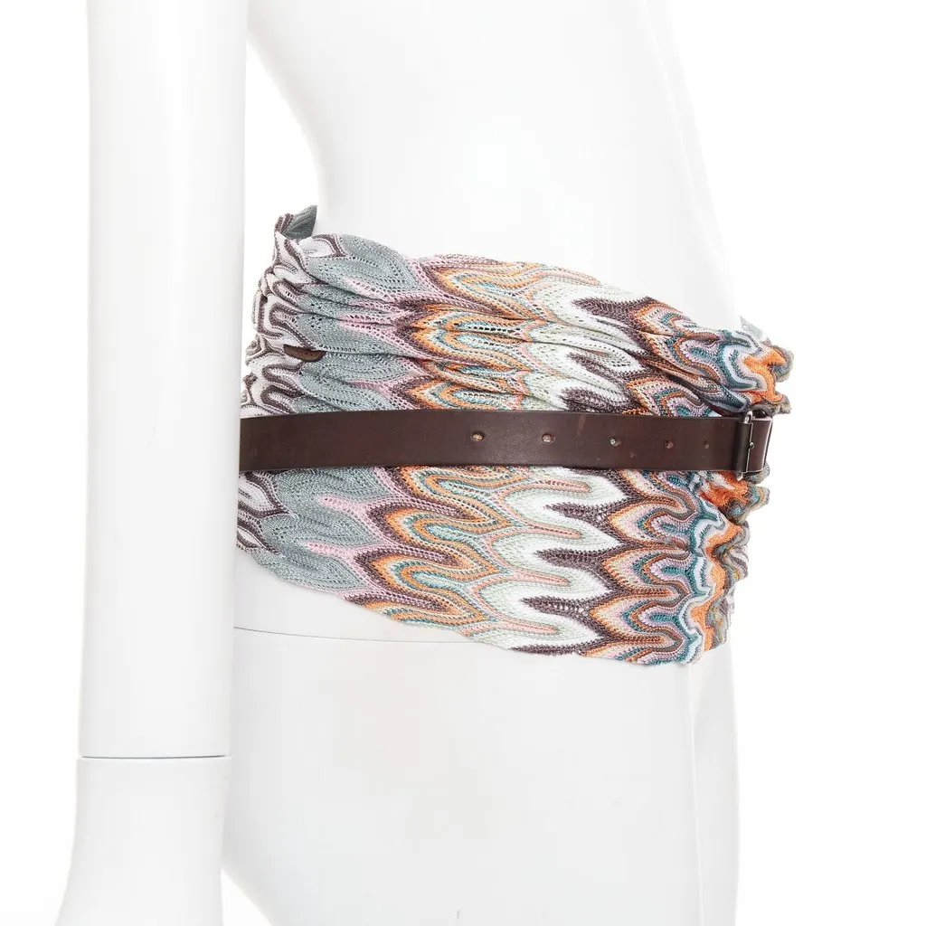 Missoni Brown Leather Belt Brown Leather Good - Model View