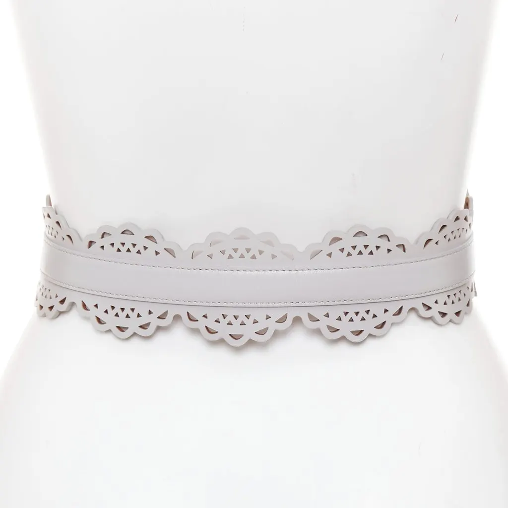 Alaïa Grey Leather Belt Grey Leather Very good - Model View