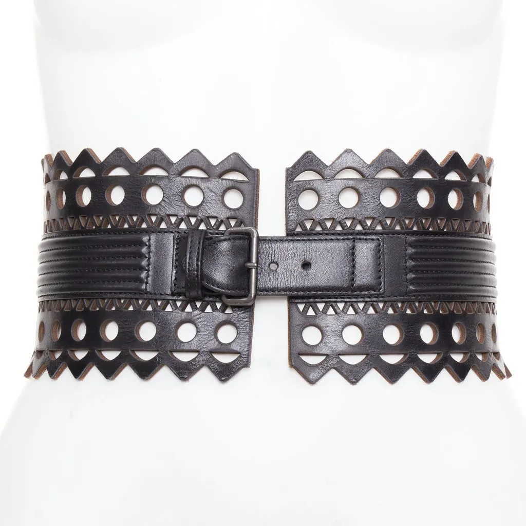 Alaïa Black Leather Belt Black Leather Very good - Front View