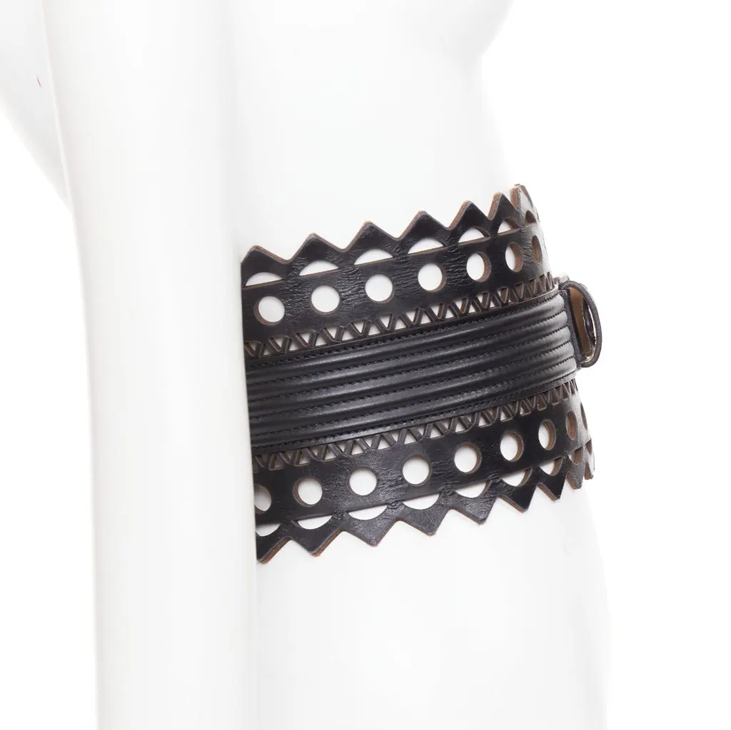 Alaïa Black Leather Belt Black Leather Very good - Model View