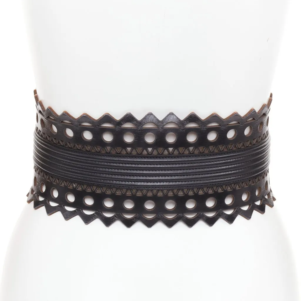 Alaïa Black Leather Belt Black Leather Very good - Box View