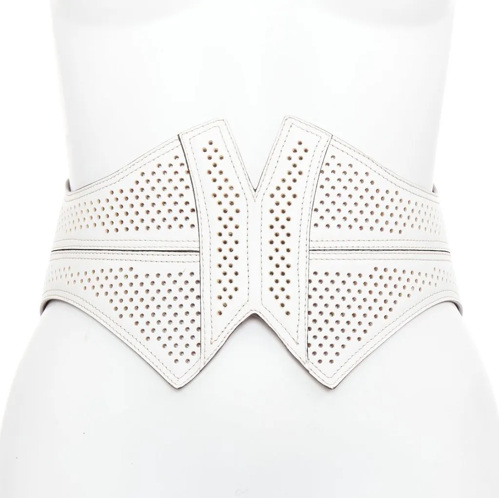 Alaïa White Leather Belt White Leather Good - Front View