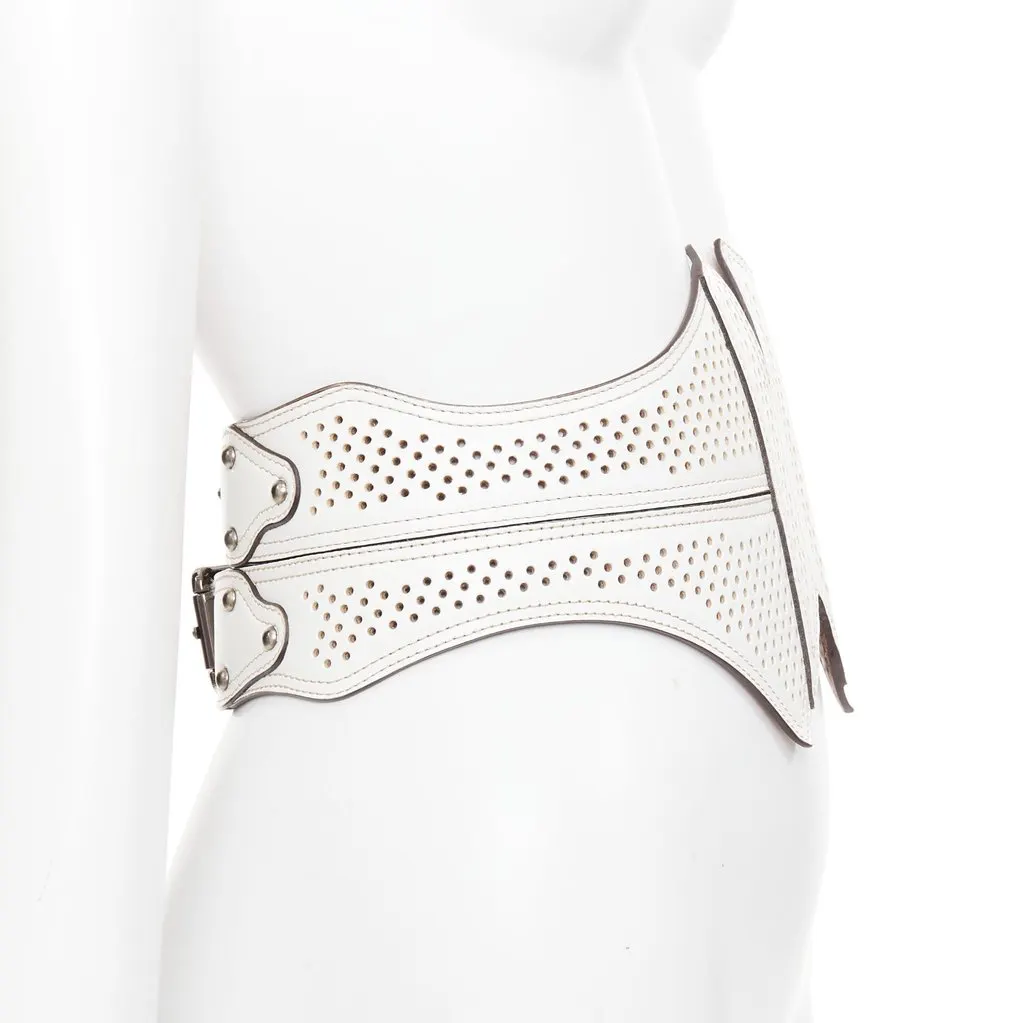 Alaïa White Leather Belt White Leather Good - Model View