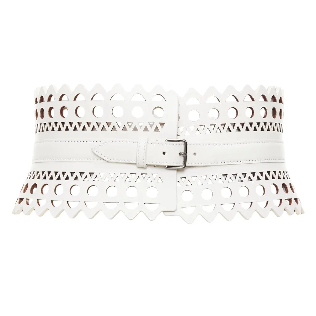 Alaïa White Leather Belt White Leather Very good - Front View