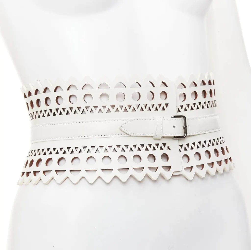 Alaïa White Leather Belt White Leather Very good - Back View