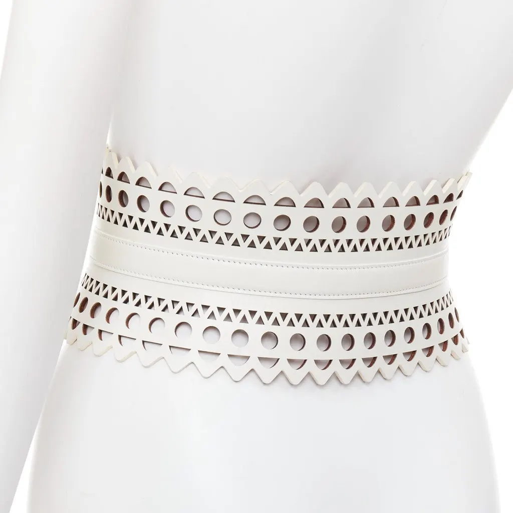 Alaïa White Leather Belt White Leather Very good - Box View