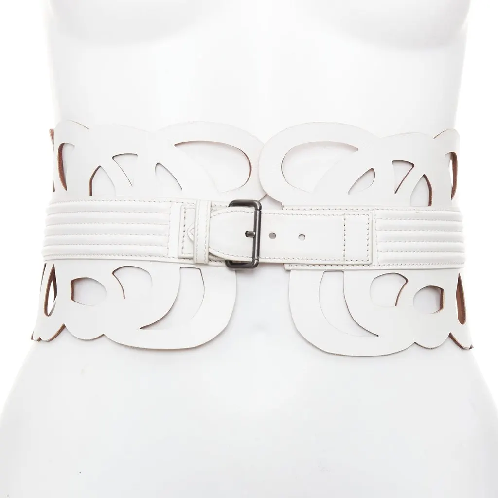 Alaïa White Leather Belt White Leather Very good - Front View