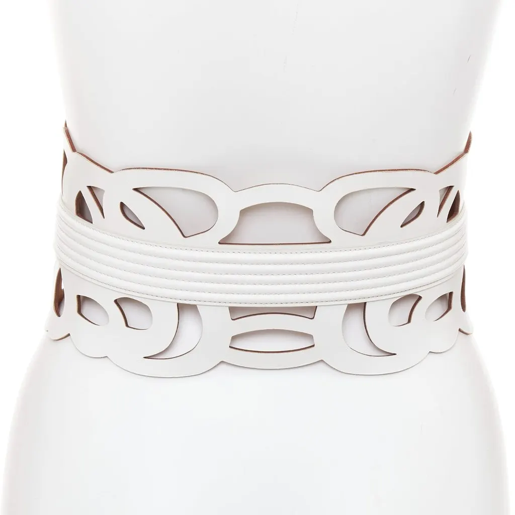 Alaïa White Leather Belt White Leather Very good - Model View