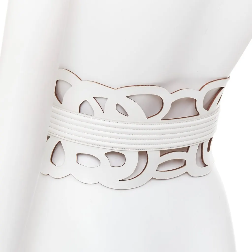 Alaïa White Leather Belt White Leather Very good - Box View