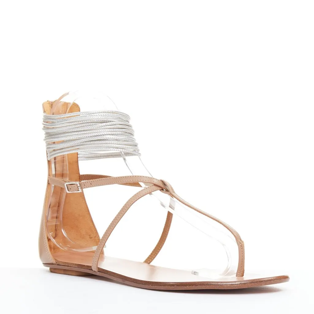 Aquazzura Spin Me Around Silver Leather Very good - Back View