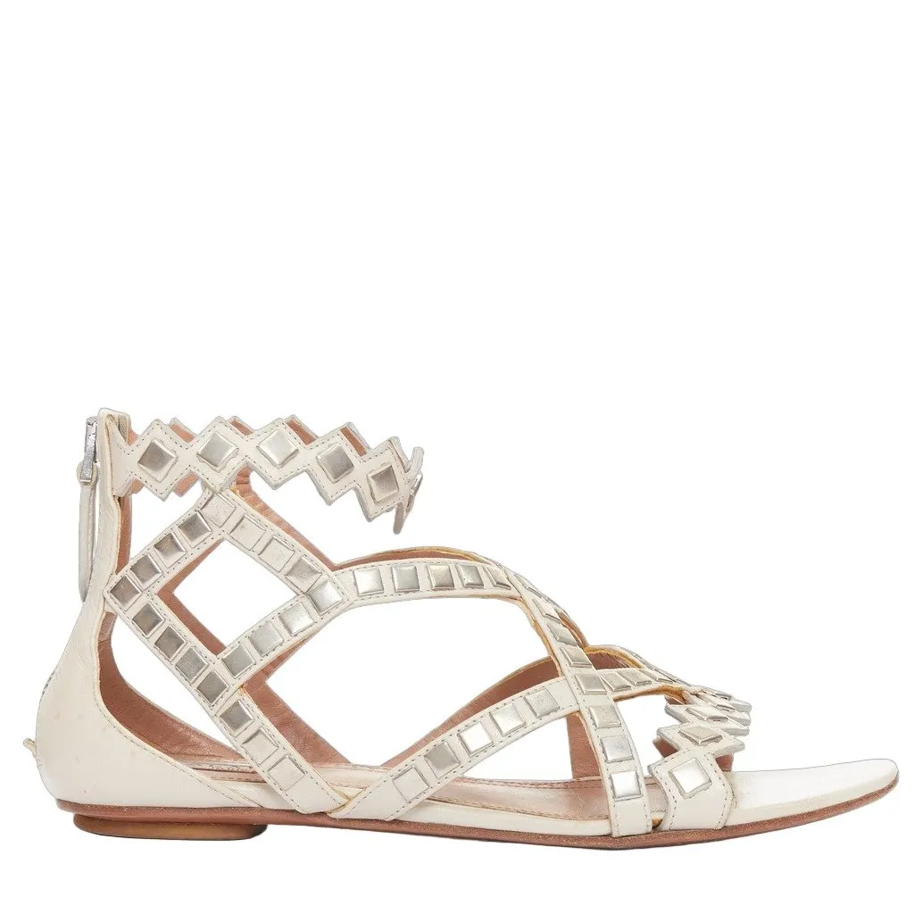 Alaïa Beige Leather Sandals Beige Leather Good - Front View