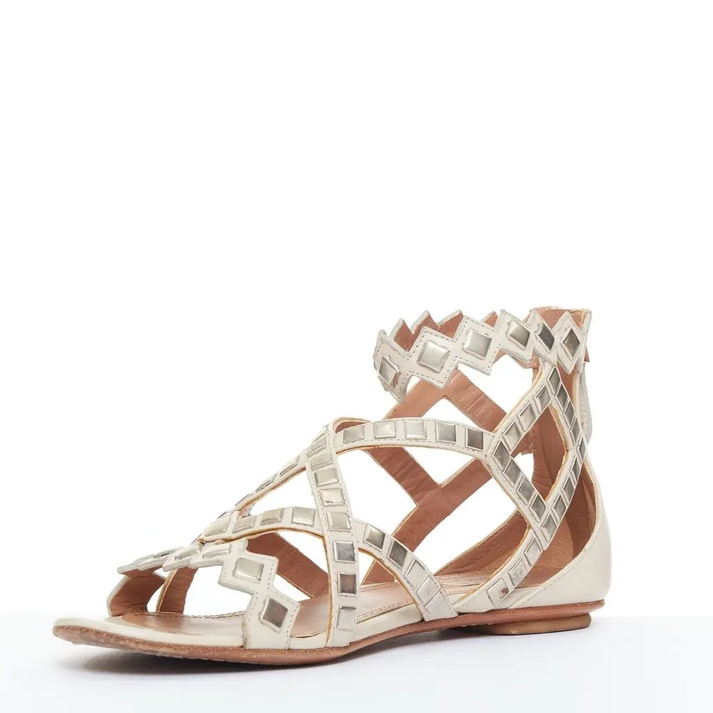 Alaïa Beige Leather Sandals Beige Leather Good - Model View