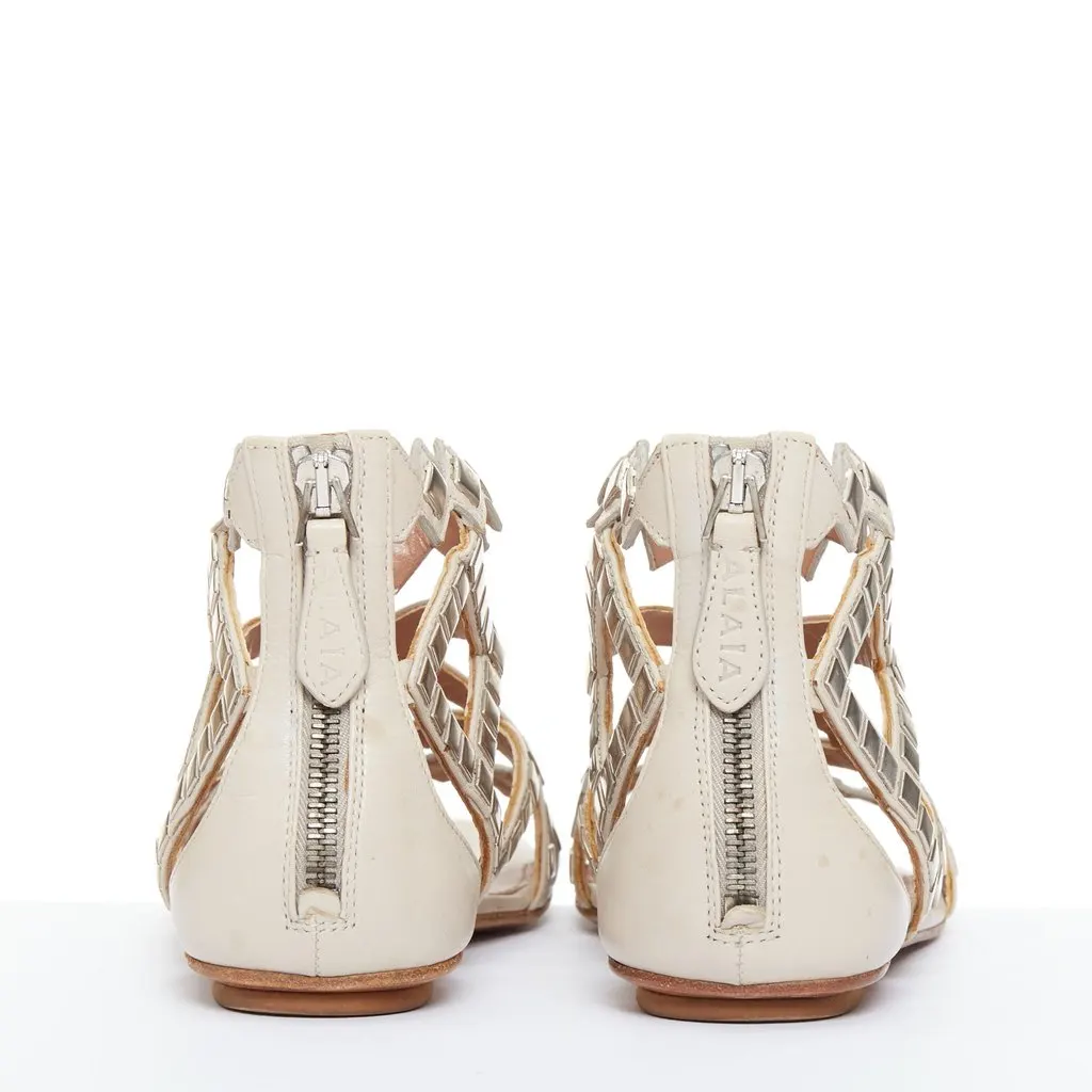 Alaïa Beige Leather Sandals Beige Leather Good - Box View