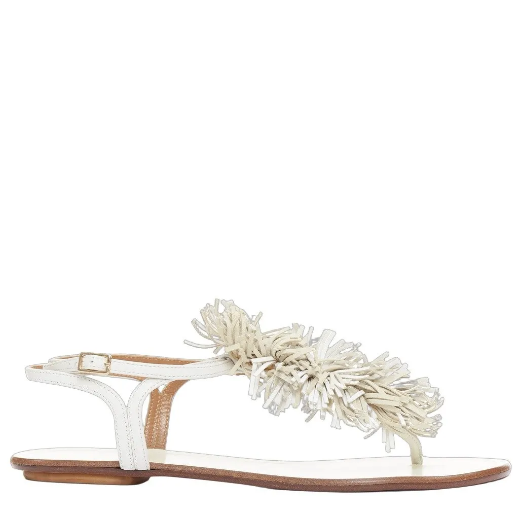 Aquazzura Ecru Leather Sandals Ecru Leather Very good - Front View