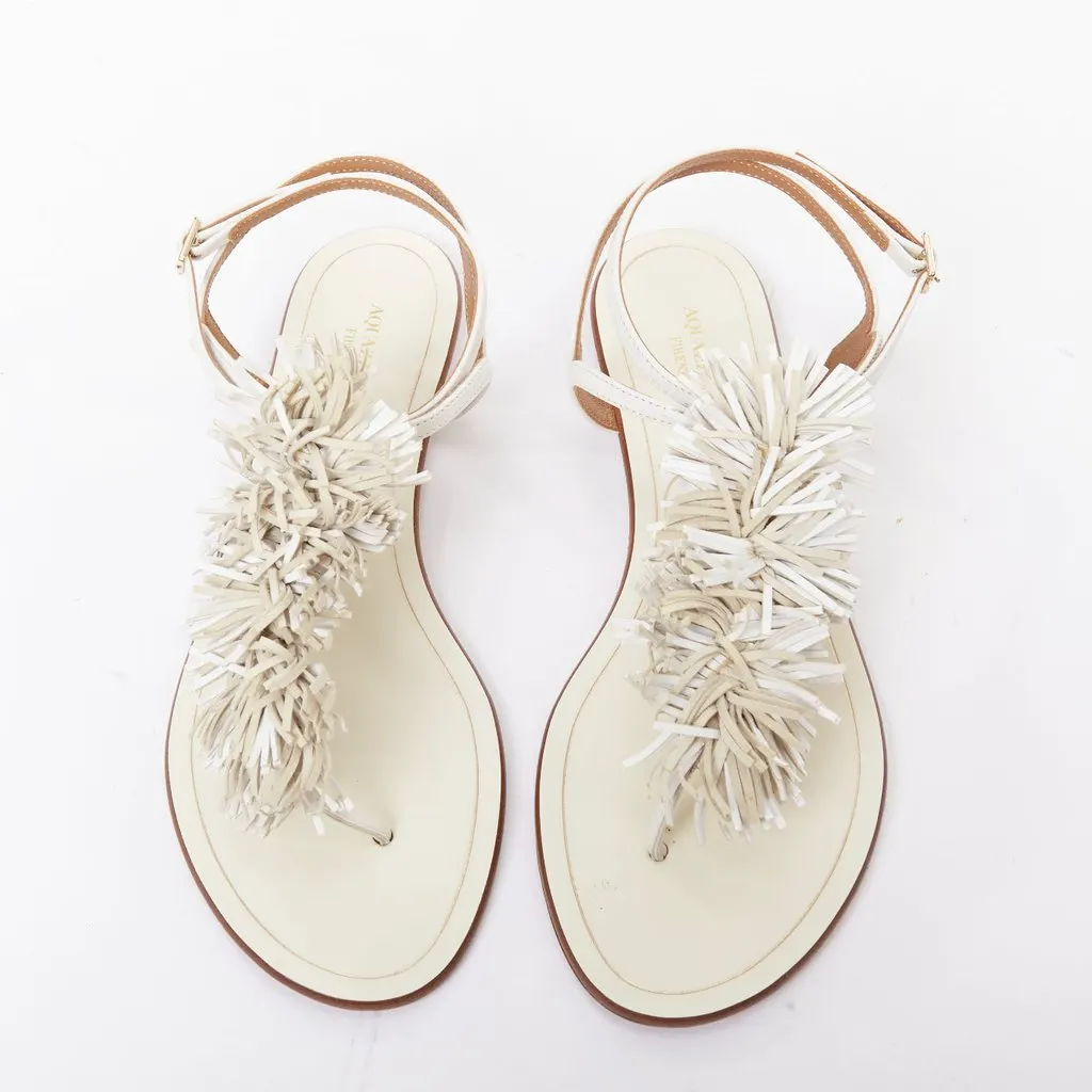 Aquazzura Ecru Leather Sandals Ecru Leather Very good - Back View