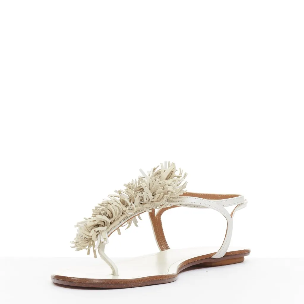 Aquazzura Ecru Leather Sandals Ecru Leather Very good - Model View