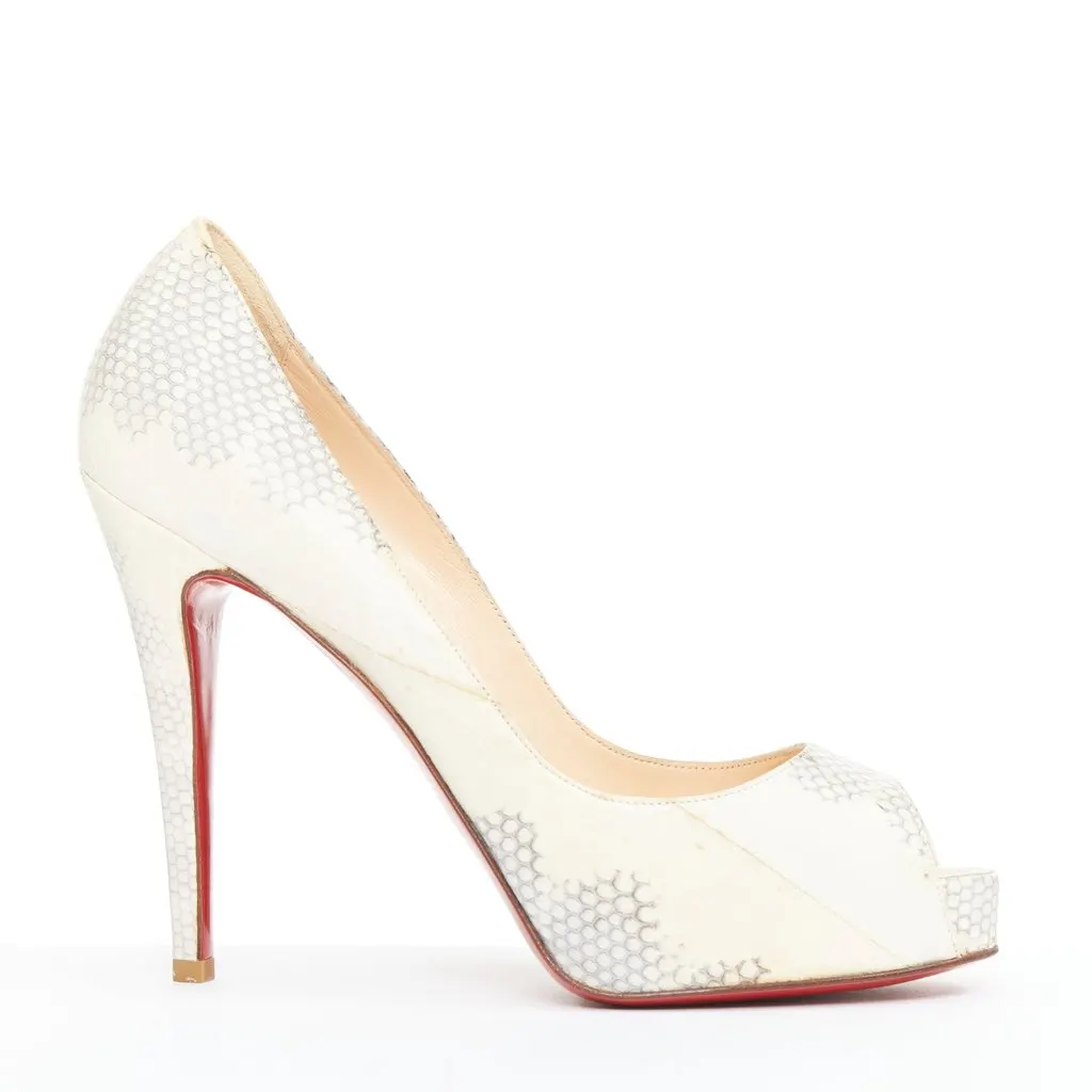Christian Louboutin Ecru Leather Heels Ecru Leather Fair - Front View