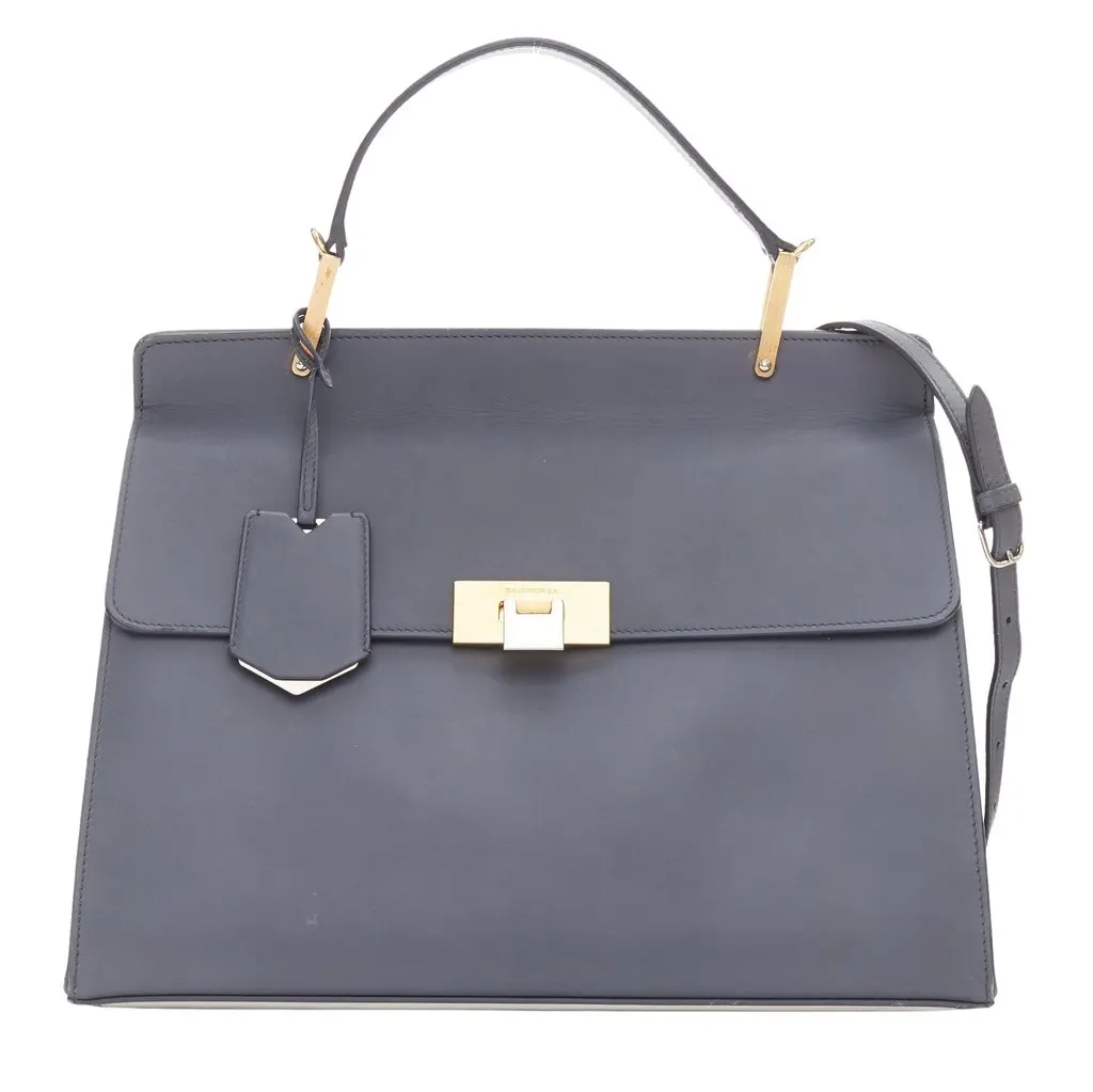 Balenciaga Le Dix Cartable Grey Leather Good - Front View